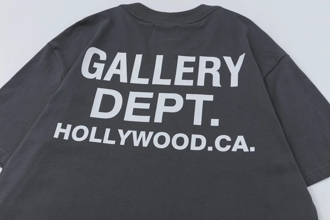 Model D126 Gallery dept European and American trendy brand washed printed T-shirt, same style for men and women, after washing and shaping, it does not change shape and does not pill, green, iron gray, S to XL, P106